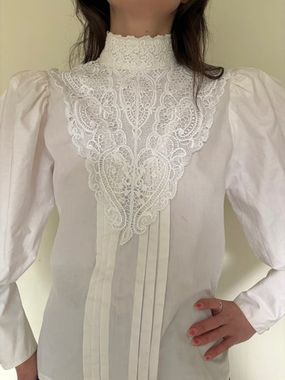 80s does Victorian cotton blouse