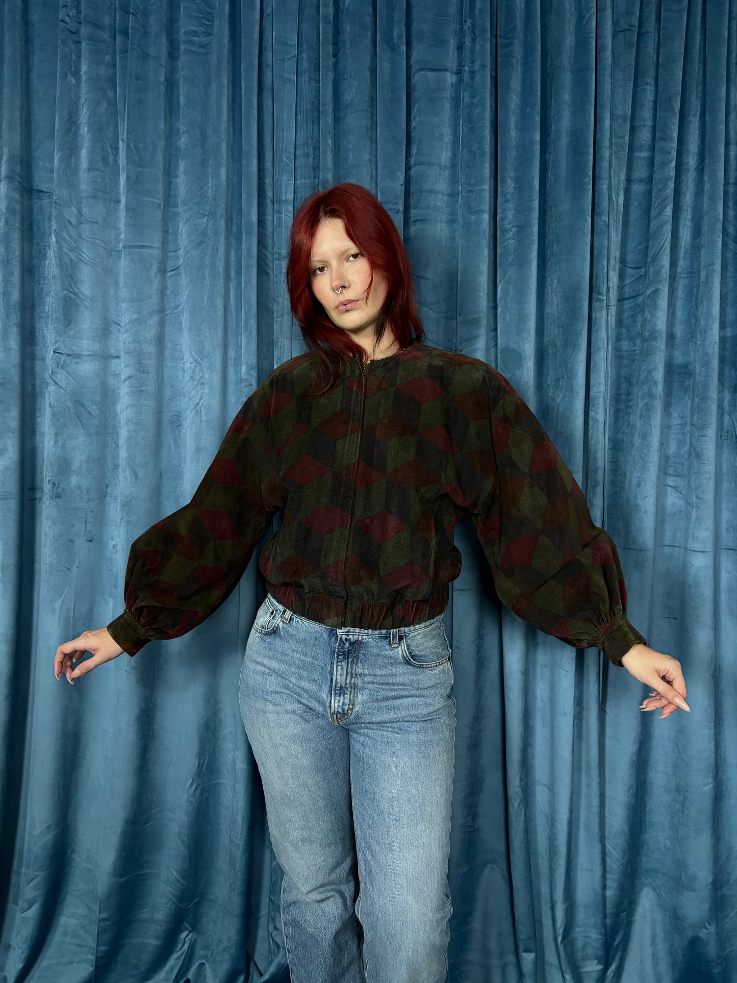 80s Geometric Balloon Sleeve Jacket