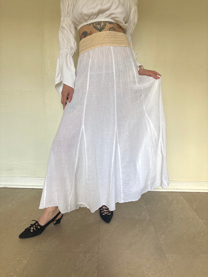 White cotton skirt with woven waist band