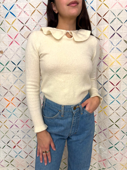 1980s Romantic Ruffle Sweater