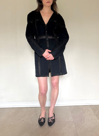Black suede patchwork jacket/dress