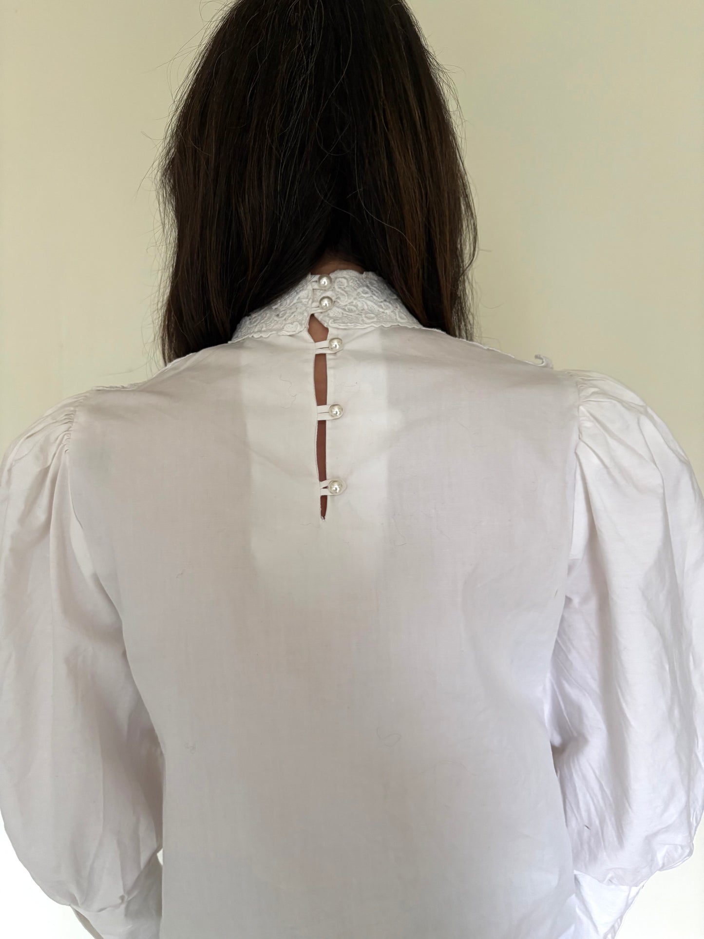 80s does Victorian cotton blouse