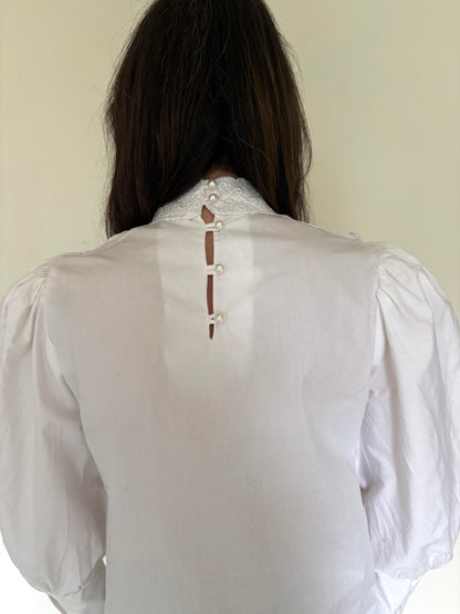 80s does Victorian cotton blouse