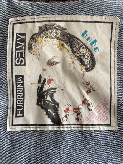 Funnel neck denim bomber