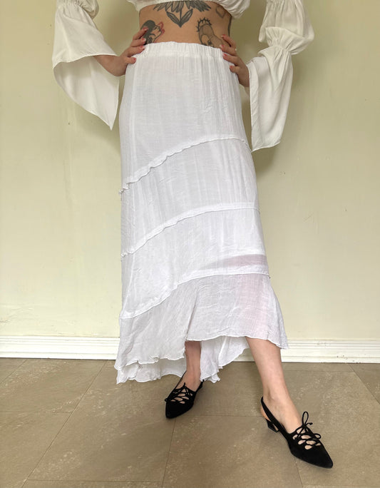 White Rayon Maxi Skirt