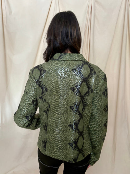 Y2K Green Snake Print Jacket