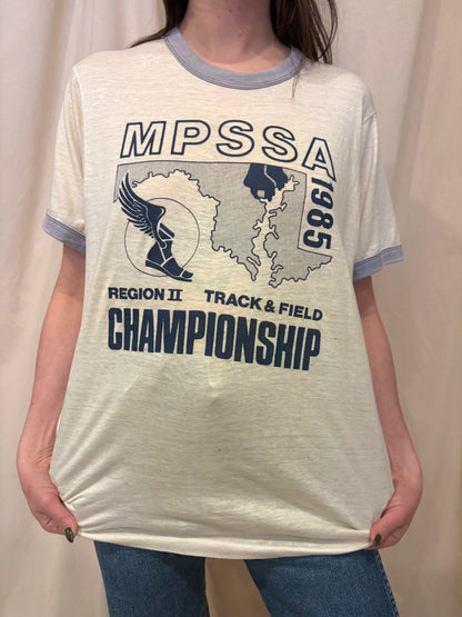 1985 Track and Field Ringer Tee