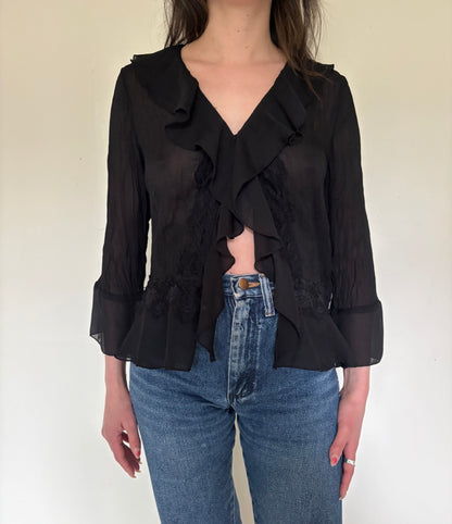 Allison Taylor Pleated Ruffle Top