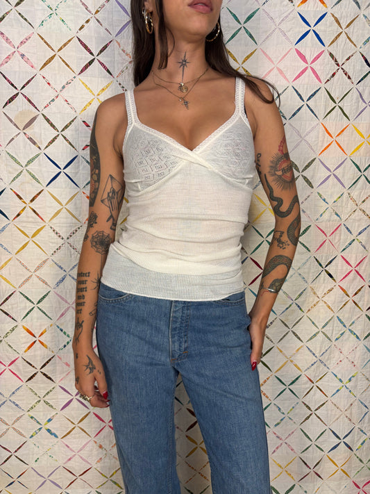 White pointelle camisole