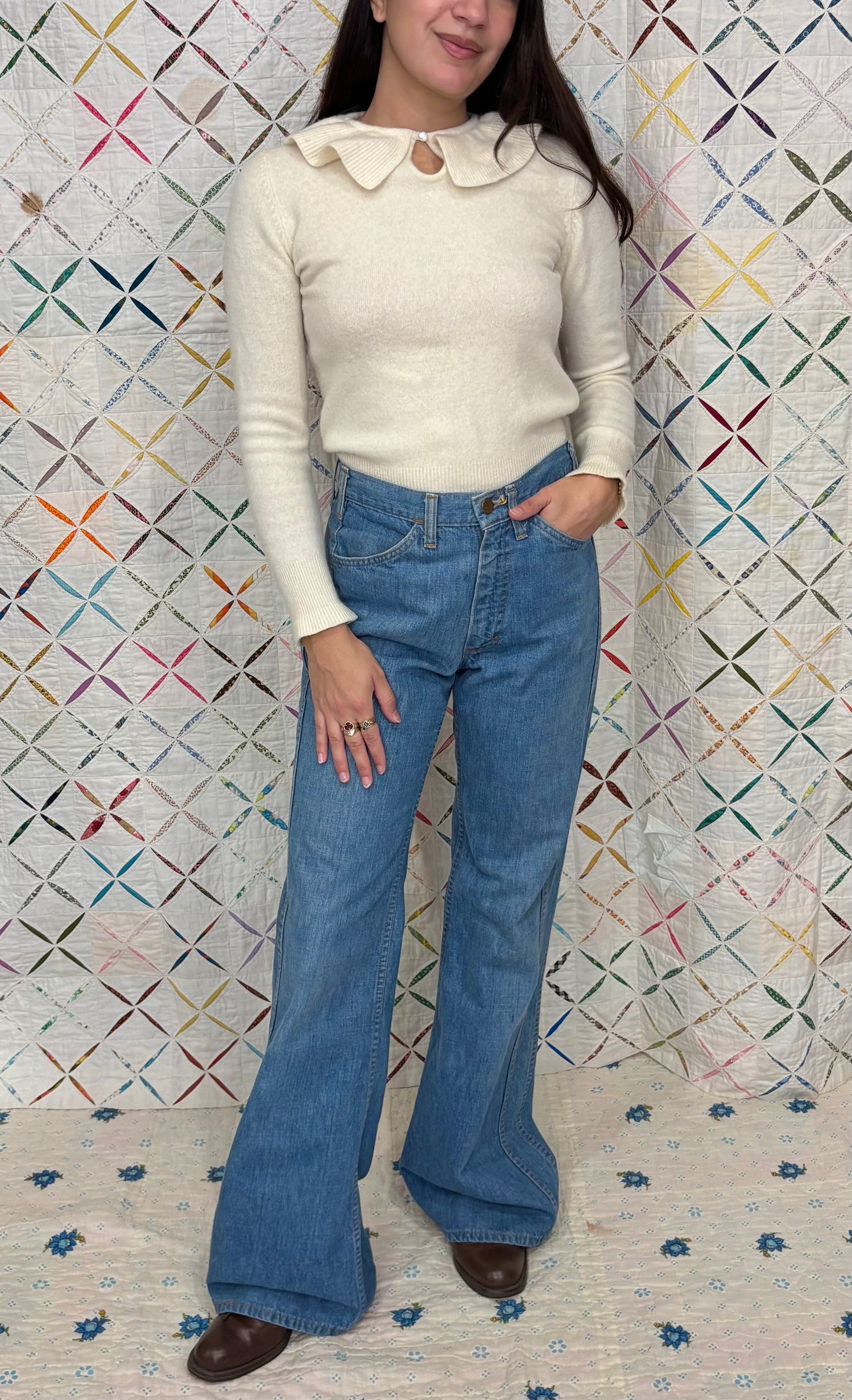 1980s Romantic Ruffle Sweater