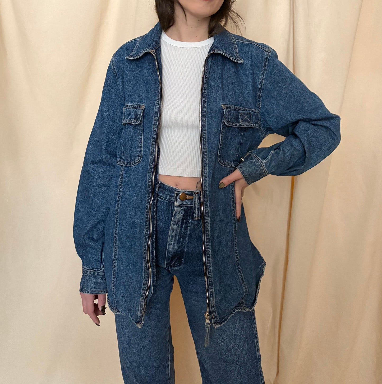 90s Cotton Ginny Denim Zip Up
