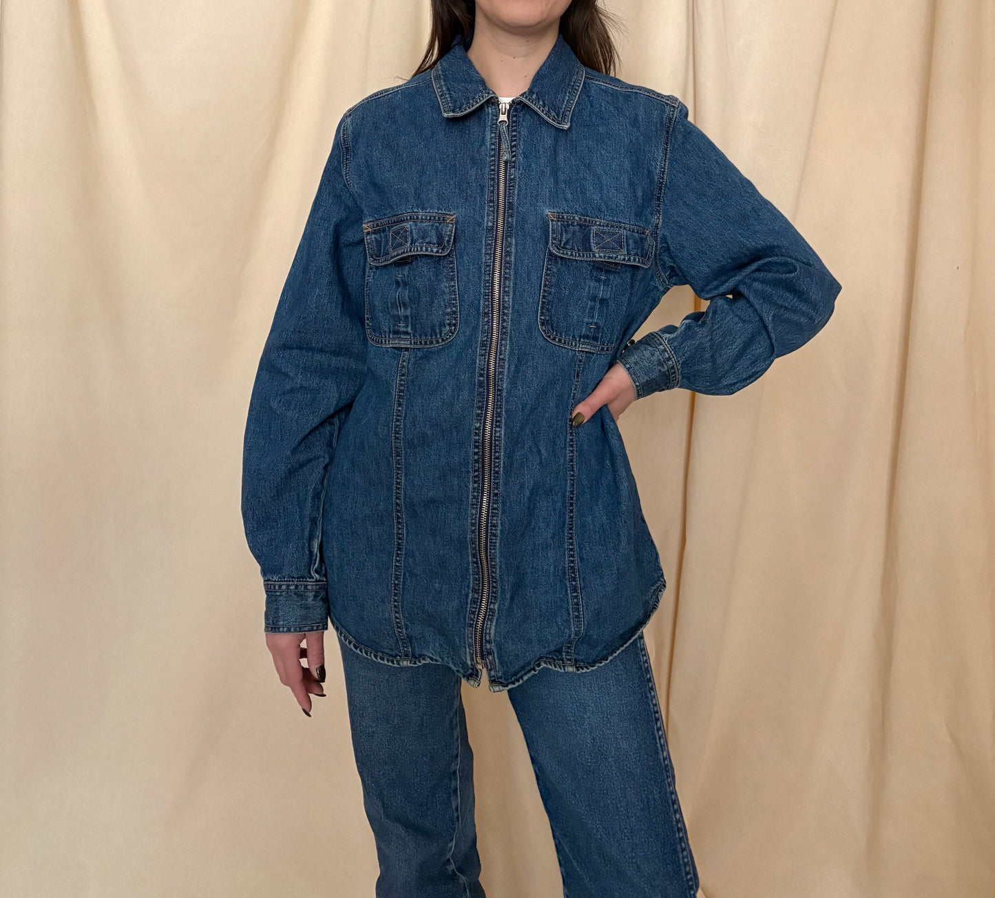 90s Cotton Ginny Denim Zip Up