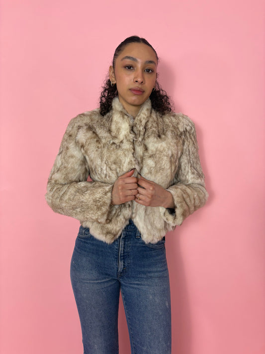 1980s Cropped Rabbit Fur Jacket