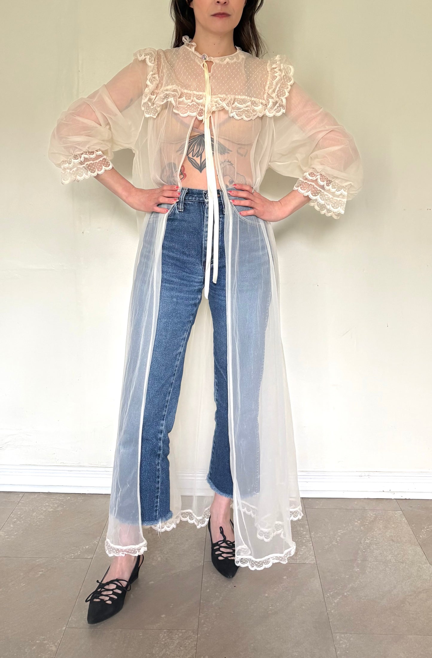 Mesh and Lace cover up/ duster