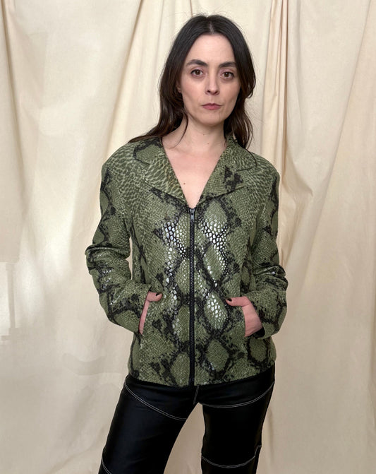 Y2K Green Snake Print Jacket