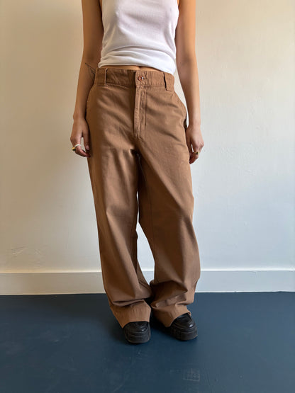 Camel brown cotton work pants