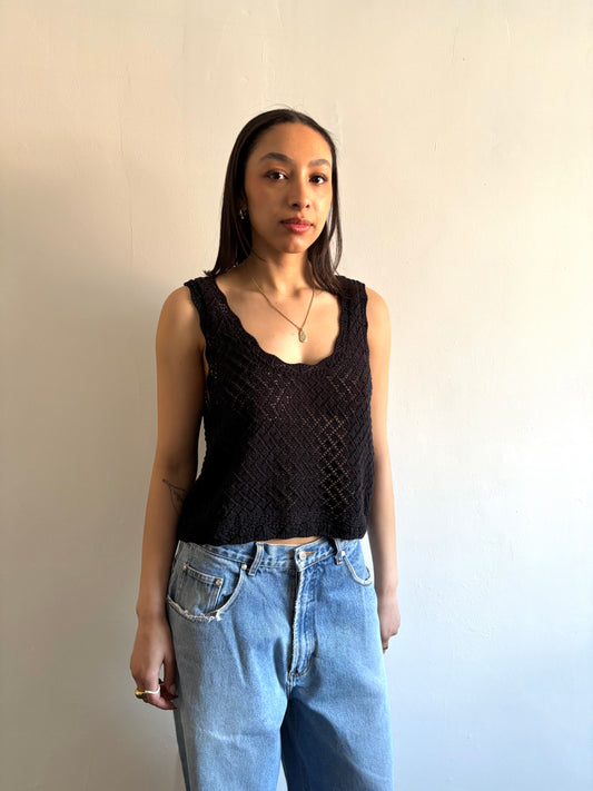 Black crochet summer tank