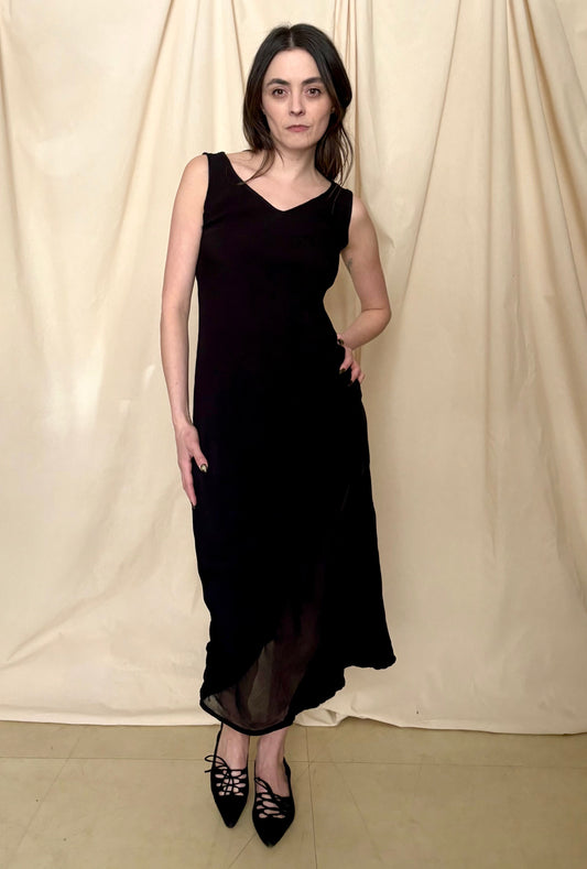 Slinky Black Bias Cut Dress