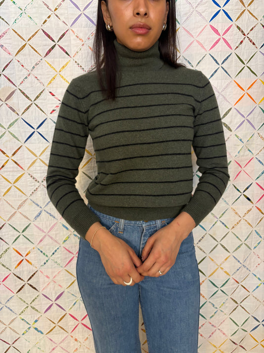 Striped Italian Wool Turtleneck