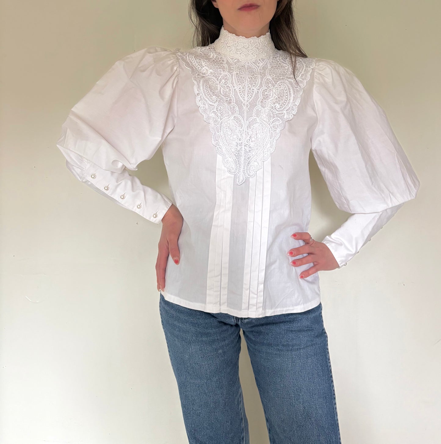 80s does Victorian cotton blouse