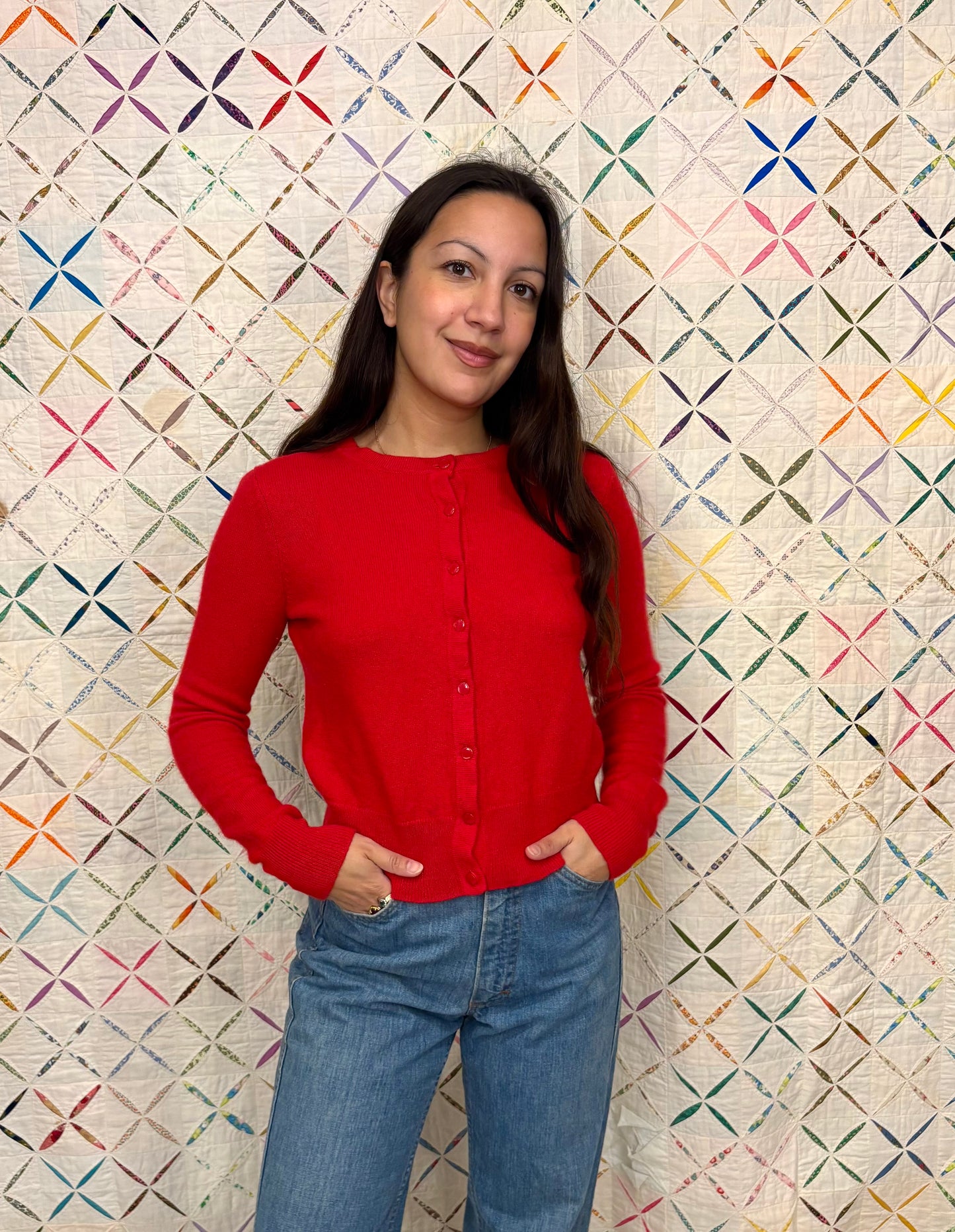 Cashmere Tomato Red Cardigan
