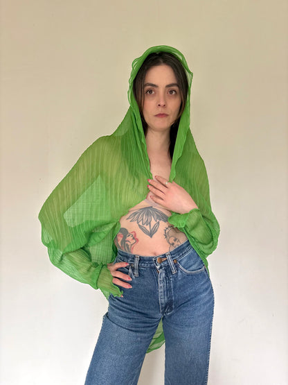Sheer green mesh shawl
