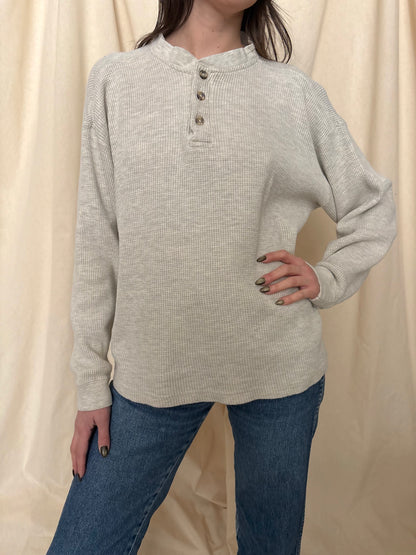 Heather Grey Waffle Knit Pullover