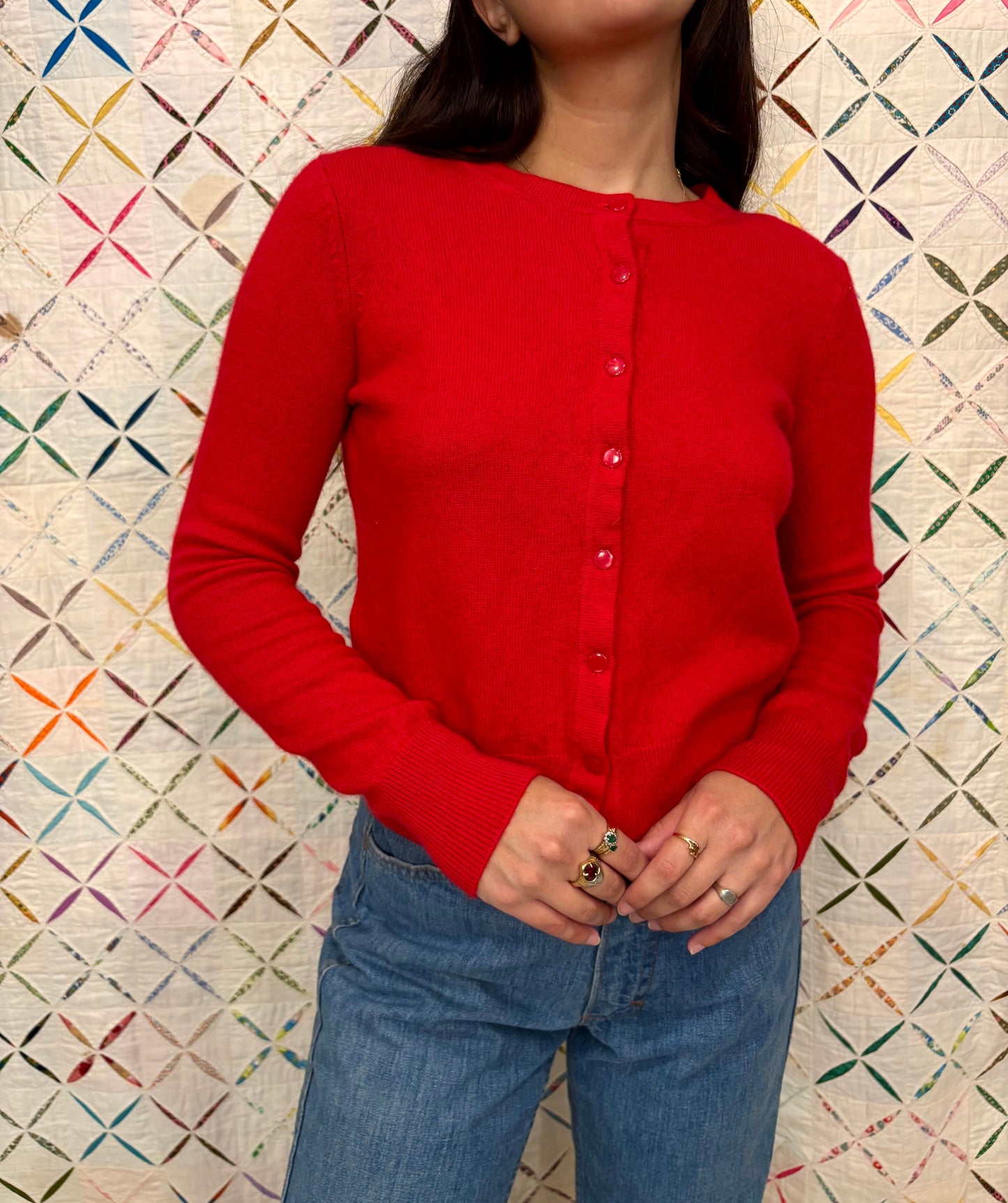 Cashmere Tomato Red Cardigan