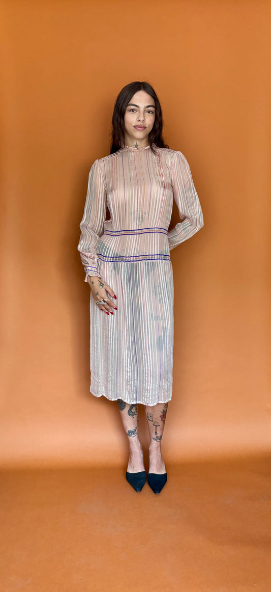 Sheer light pink silk dress