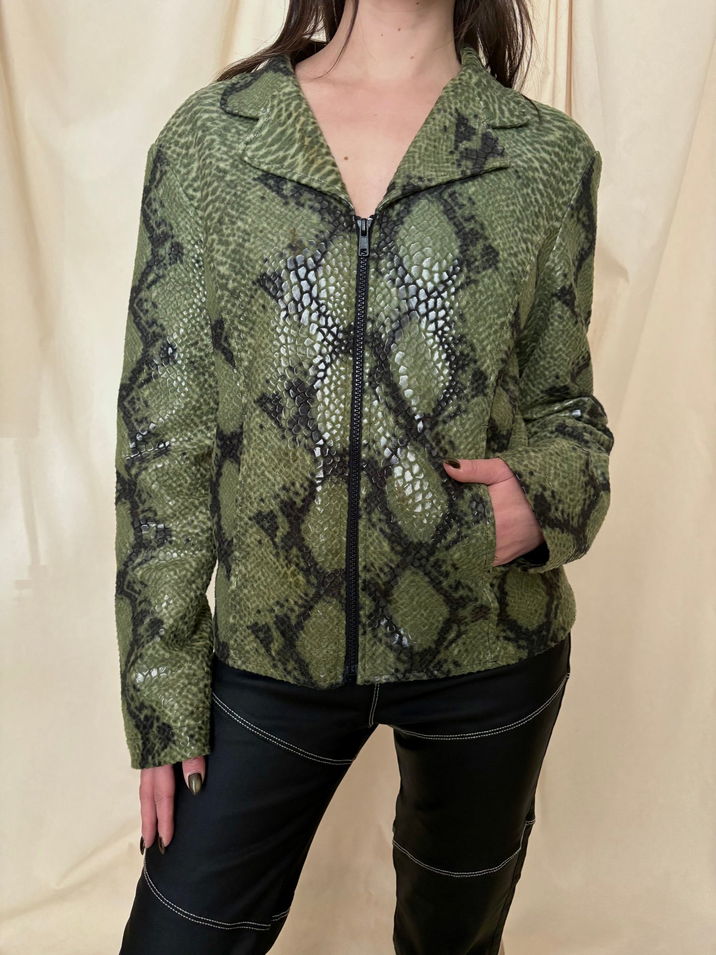 Y2K Green Snake Print Jacket
