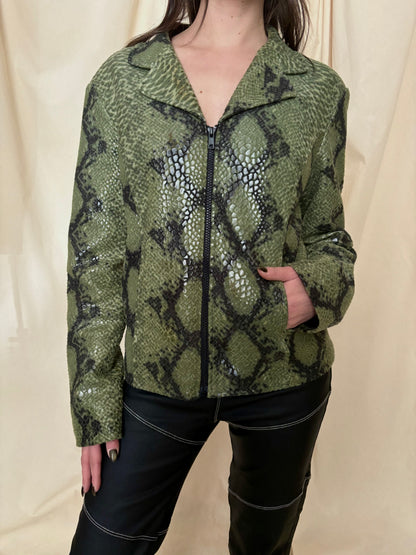 Y2K Green Snake Print Jacket