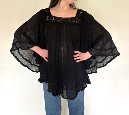 Cotton Gauze Angel Wing Top