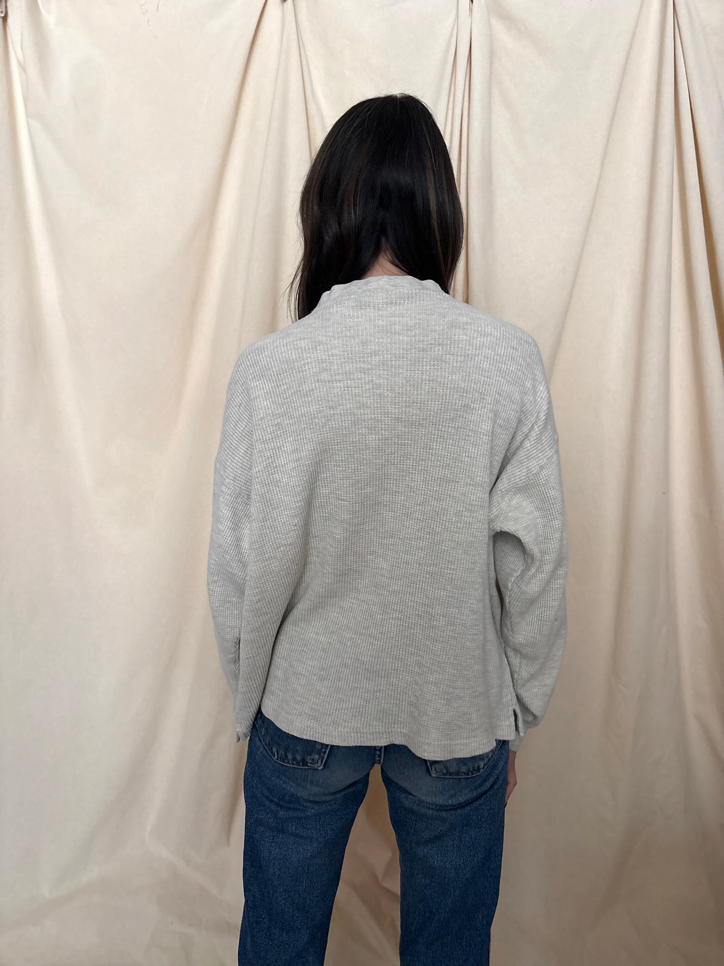 Heather Grey Waffle Knit Pullover