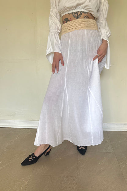 White cotton skirt with woven waist band