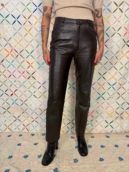 Chocolate brown leather trousers
