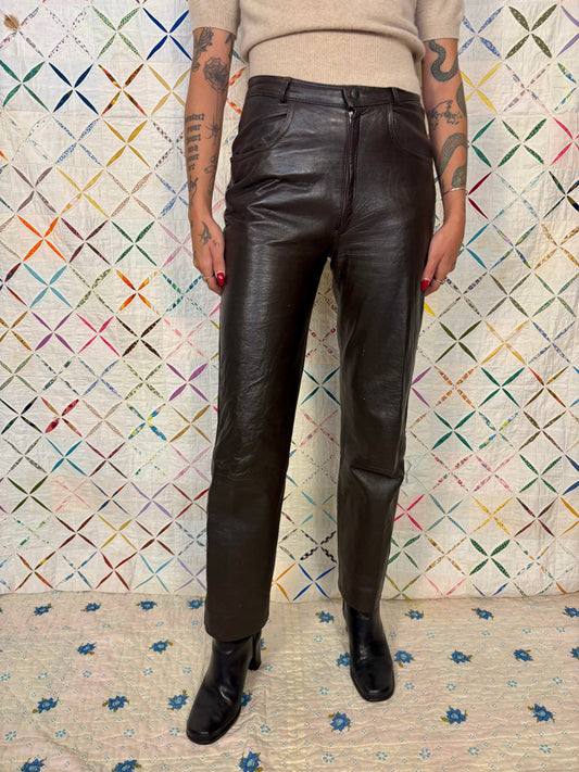 Chocolate brown leather trousers