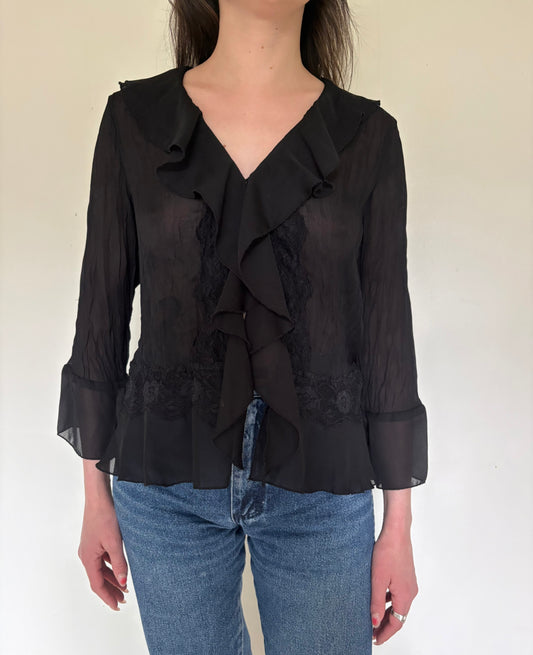 Allison Taylor Pleated Ruffle Top