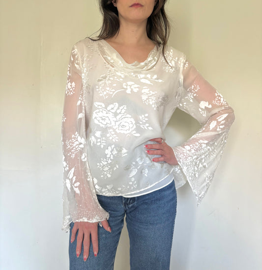 Bias cut silk top with beading