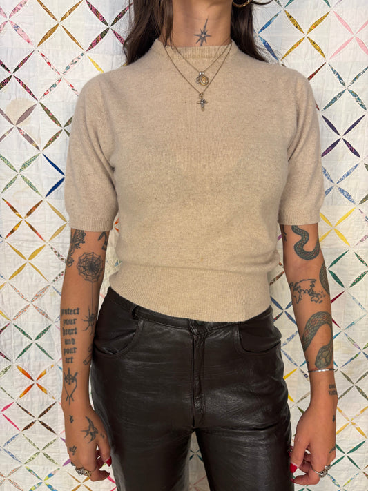 Oatmeal cashmere sweater tee