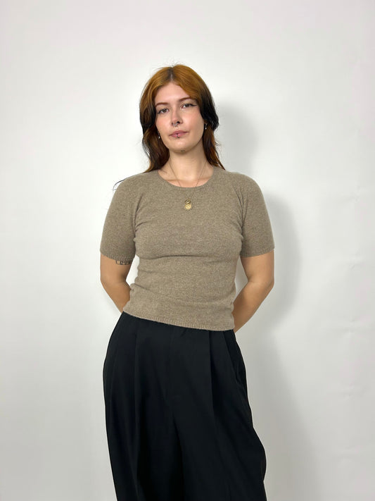 Italian Cashmere Tshirt in Taupe