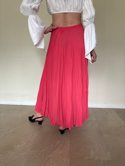 90s pleated coral maxi skirt