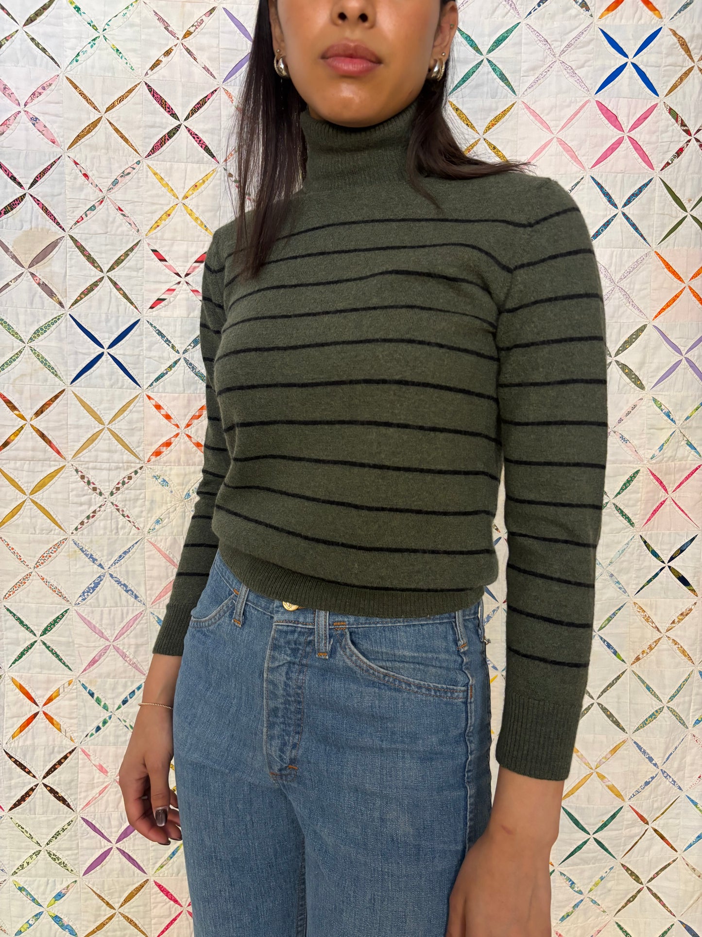 Striped Italian Wool Turtleneck