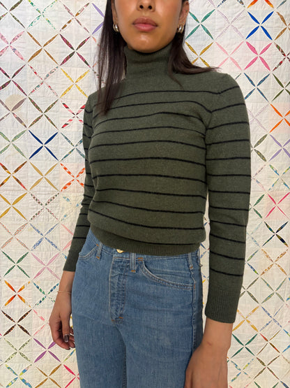 Striped Italian Wool Turtleneck