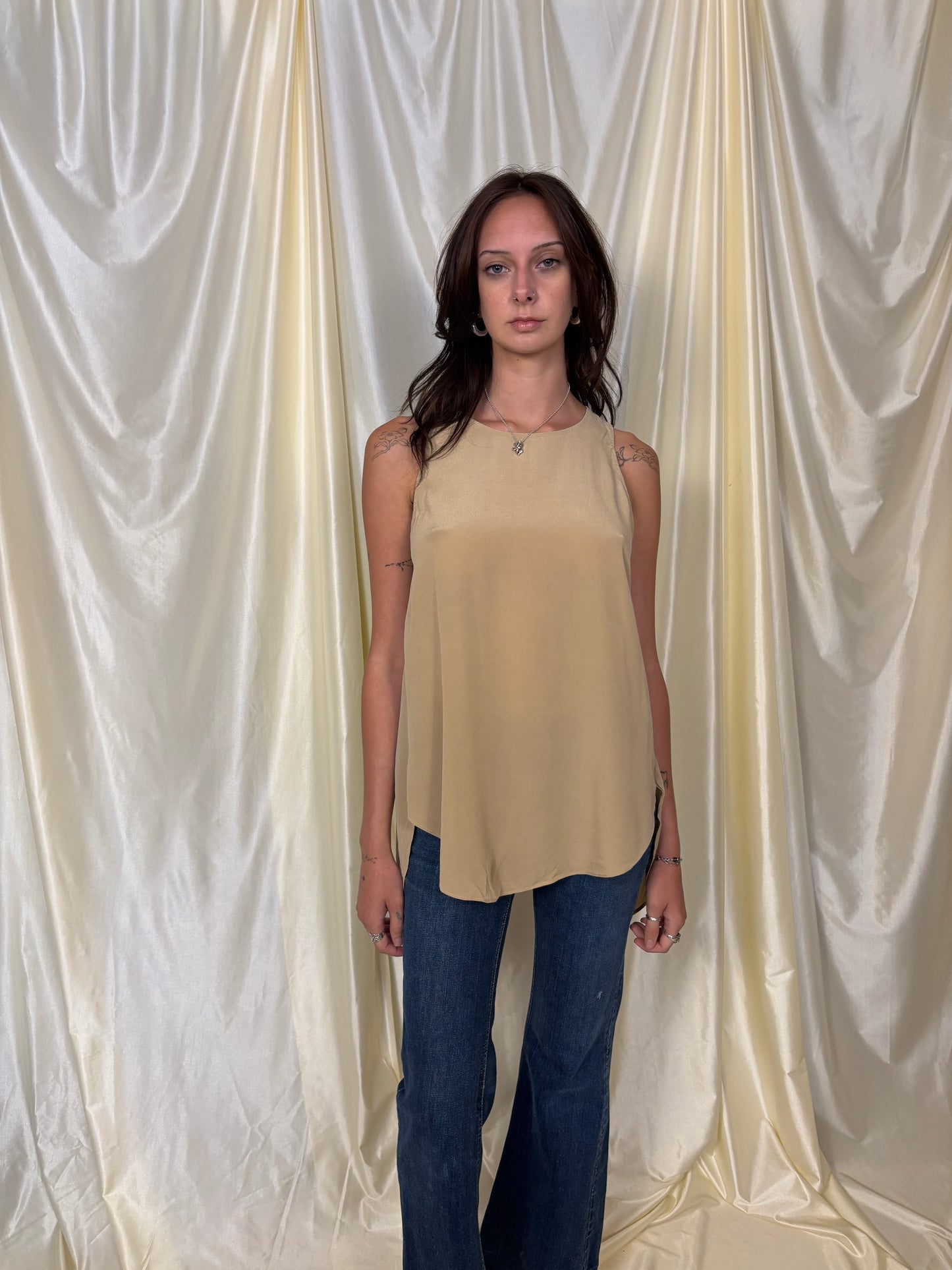 Silk split back tank