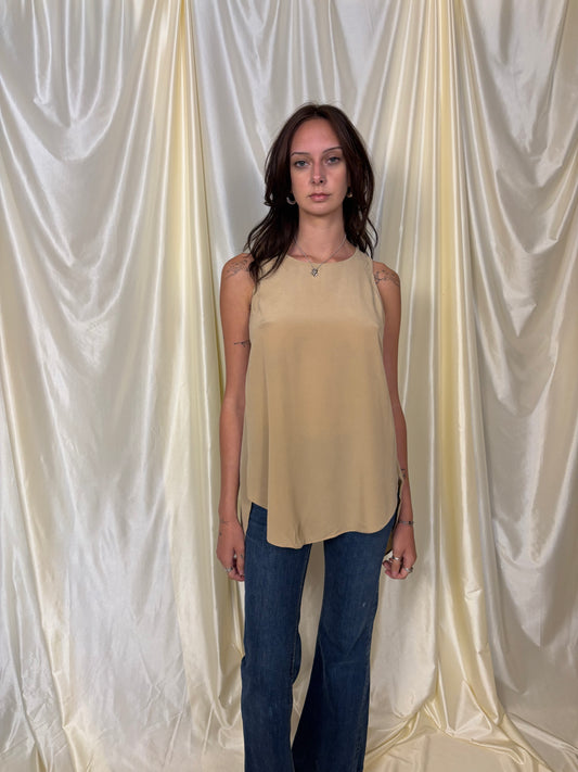 Silk split back tank
