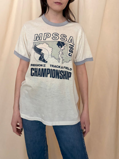 1985 Track and Field Ringer Tee