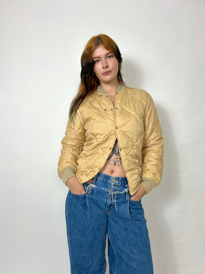 1970s Quilted Metal Snap Jacket in Camel