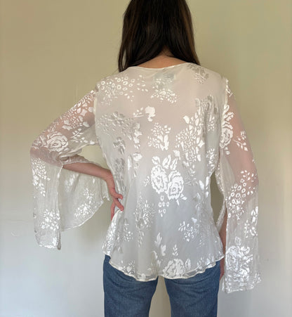 Bias cut silk top with beading