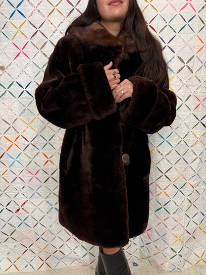Sheared Fur Coat with Mink collar