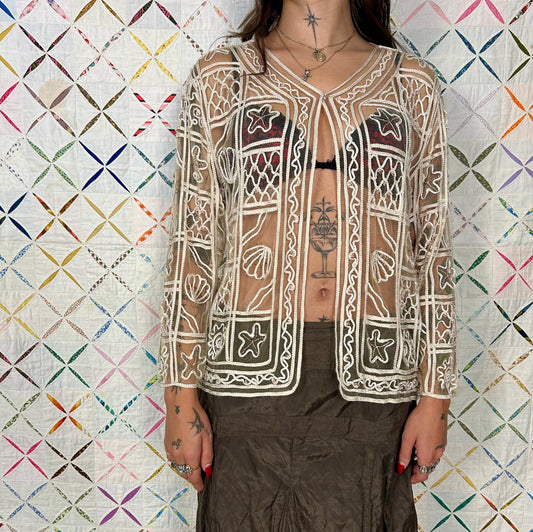 Mesh appliqué jacket
